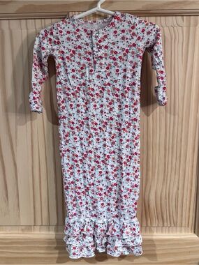 Sweet Bamboo Floral Ruffle Baby Sleep Gown Red Orange Viscose Bamboo OS